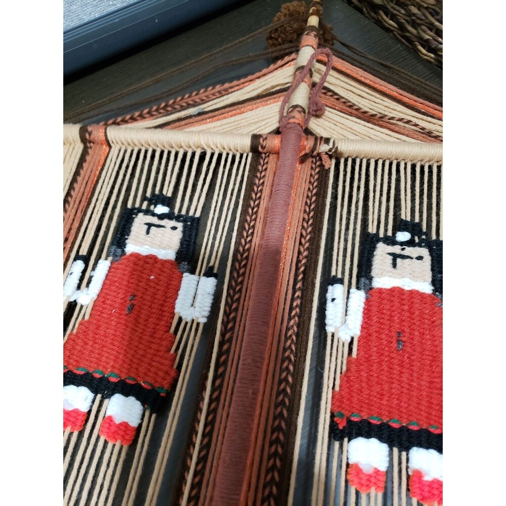 Vtg Wall Hanging Fiber Art Macrame Hand Woven Native Indian Dream Catcher 32" H - Picture 8 of 12